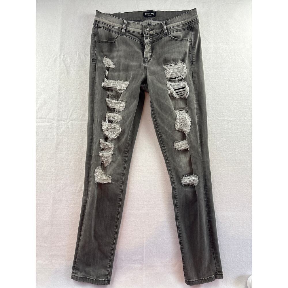 Women’s Bebe Size 29 Distressed Gray Skinny Jeans